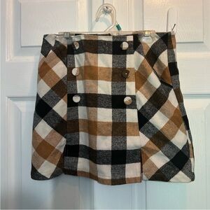 Forever 21 Checkered Mini Skirt in Black, Brown, and White